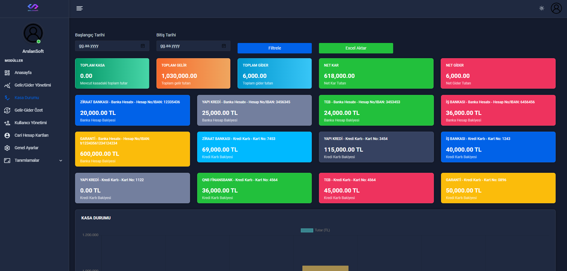 ARSLANSOFT KASA-GELİR-GİDER YÖNETİM YAZILIMI